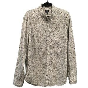 J.CREW Mens Flex Washed Shirt Size XL Floral Business Casual Office Preppy White